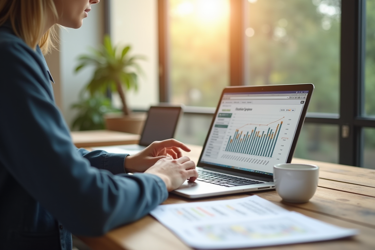 Personne analysant des documents financiers et un ordinateur portable