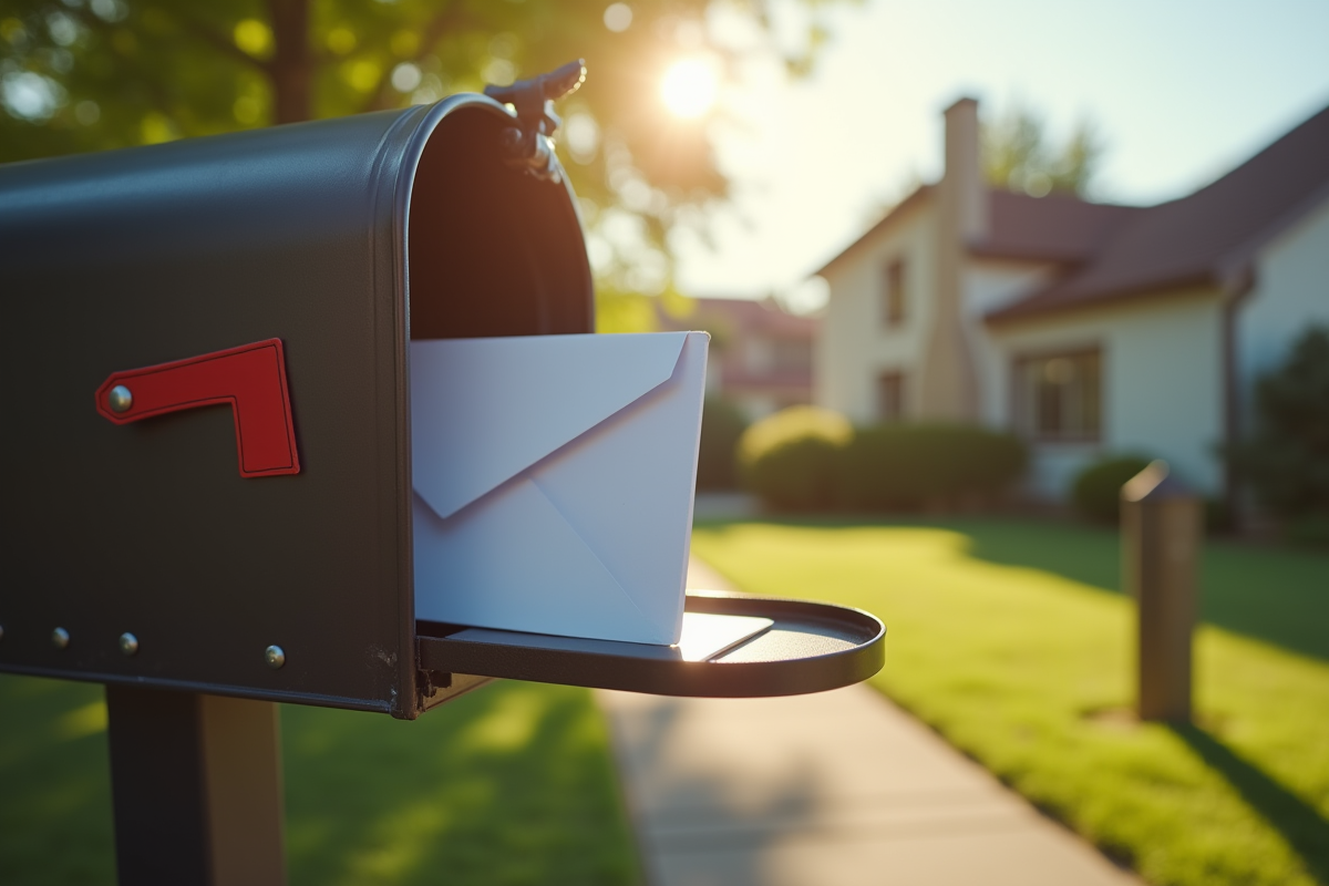 Boîte aux lettres avec une enveloppe bancaire à l