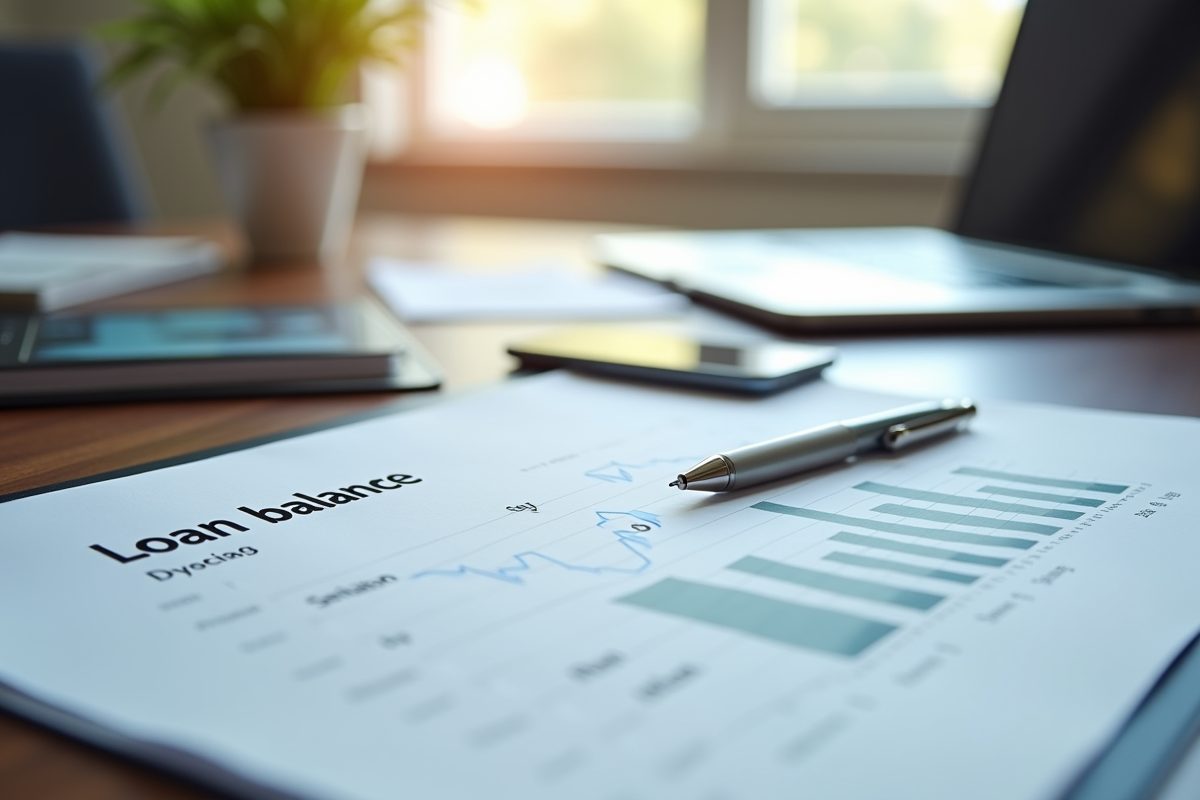 Bureau d un conseiller financier avec document de solde de pret