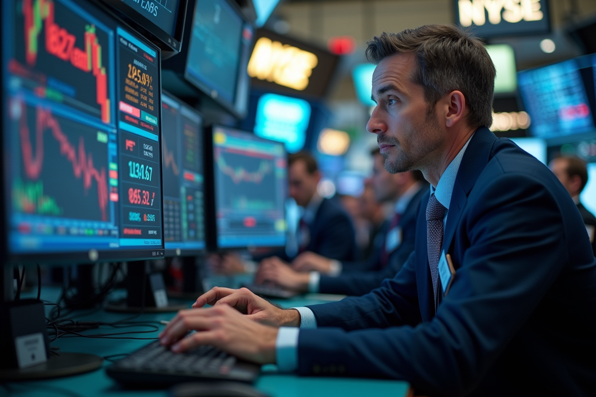 Salle de trading animée à Wall Street en journée