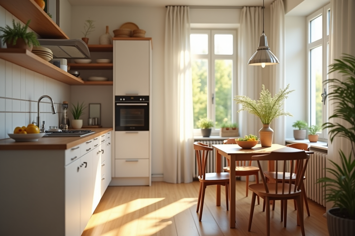 Cuisine lumineuse et cozy dans un appartement européen