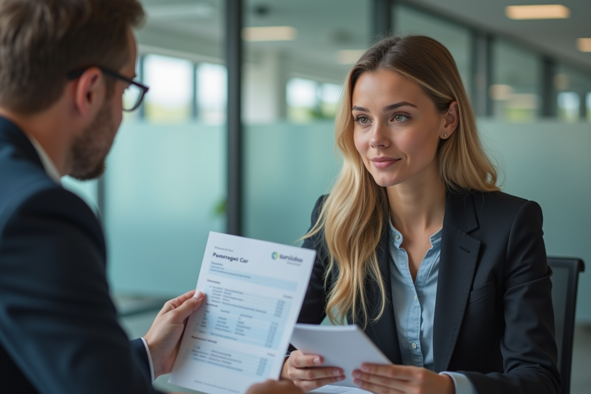 Jeune femme discutant avec un conseiller en finance au bureau