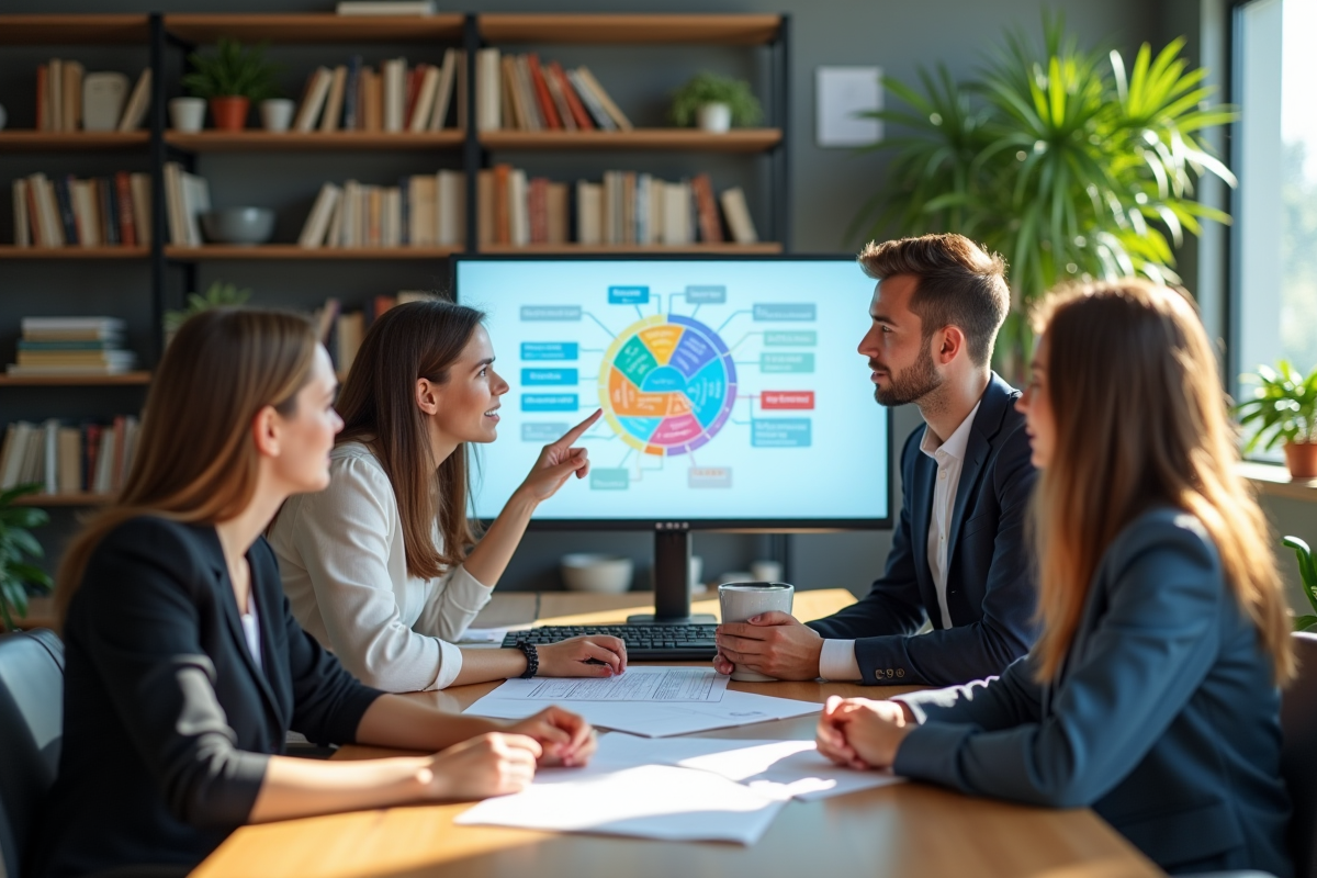 Jeunes professionnels collaborant autour d