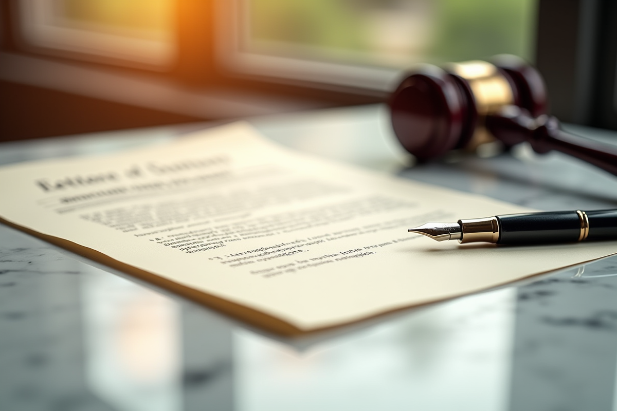 Lettre de convocation sur table en marbre avec stylo élégant