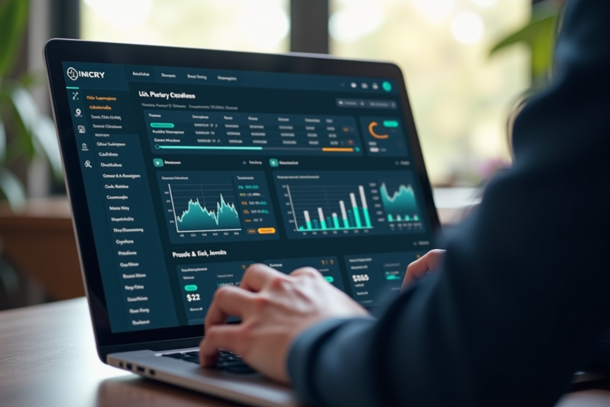 Personne utilisant un ordinateur portable avec portefeuilles crypto